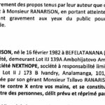 NEXTHOPE RANARISON Tsilavo se constituent partie civile du chef de diffamation publique CONTRE DES PERSONNES.